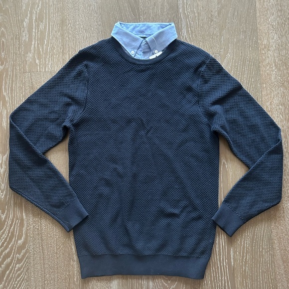 Other - NWT - Men's Navy Sweater with Blue Collar